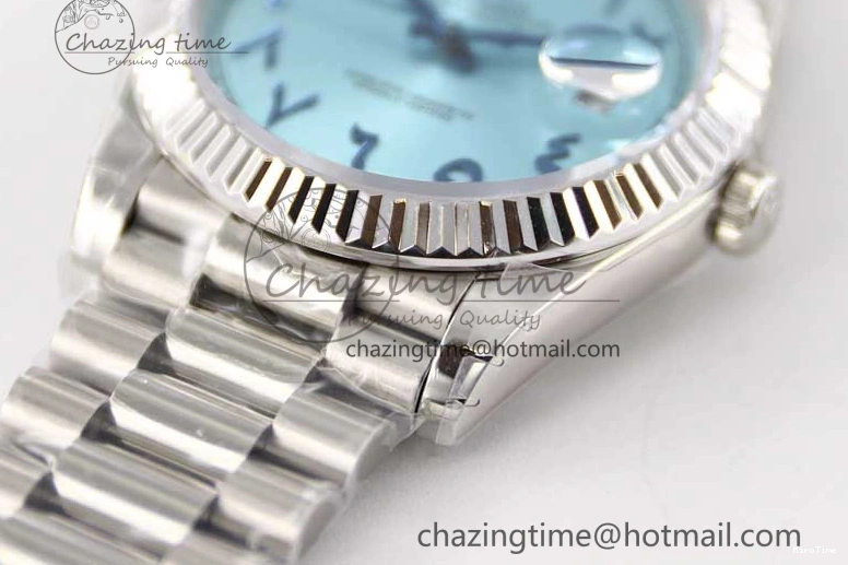 MiroTime 0329 Comfortable Day Date 40mm SS 904L Steel TWF 1:1 Best Edition Ice Blue Arabic Dial on SS Bracelet A 2357